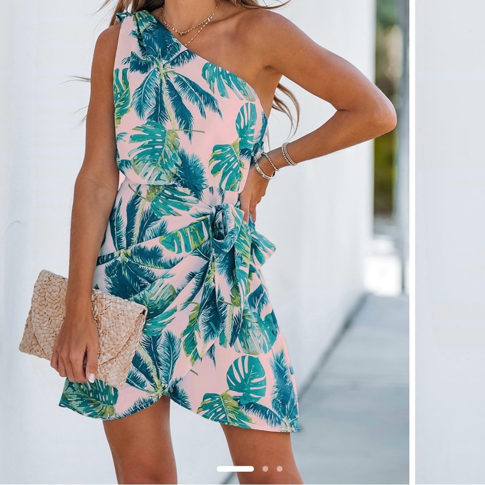 Tropical One-Shoulder Dress